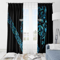 All Black Maori Tribal Tattoo Personalised Window Curtain Polynesian Style LT9 - Polynesian Pride