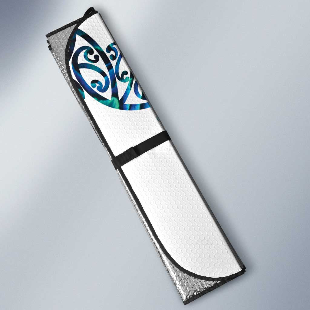 All White Maori Tribal Tattoo Personalised Auto Sun Shade Polynesian Style LT9 - Polynesian Pride