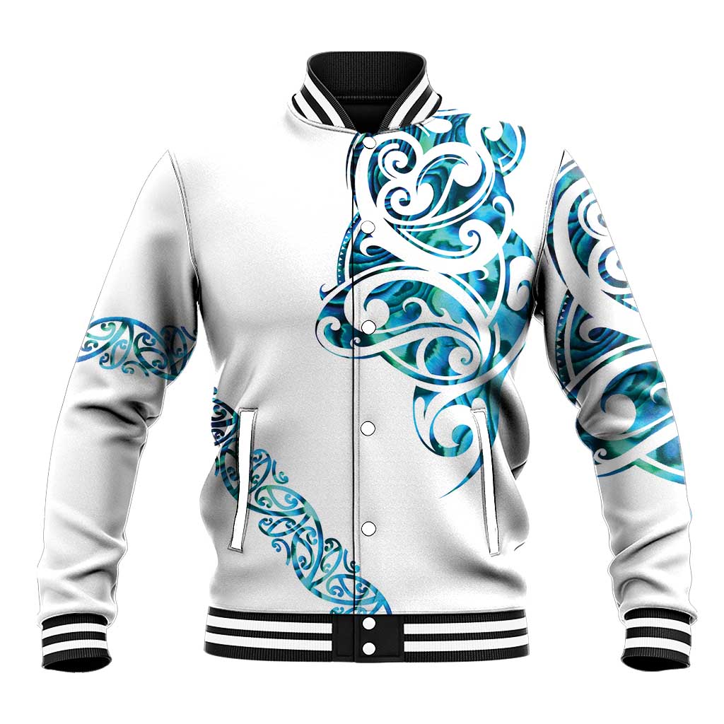 All White Maori Tribal Tattoo Personalised Baseball Jacket Polynesian Style LT9 Unisex White - Polynesian Pride