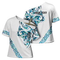 All White Maori Tribal Tattoo Personalised Cross Shoulder Shirt Polynesian Style LT9 - Polynesian Pride