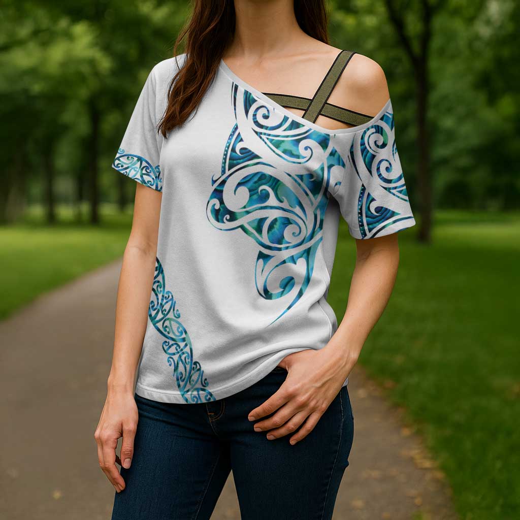 All White Maori Tribal Tattoo Personalised Cross Shoulder Shirt Polynesian Style LT9 - Polynesian Pride