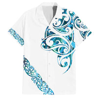 All White Maori Tribal Tattoo Personalised Hawaiian Shirt Polynesian Style LT9 White - Polynesian Pride