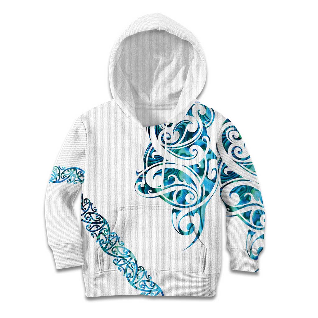 All White Maori Tribal Tattoo Personalised Kid Hoodie Polynesian Style LT9 Hoodie White - Polynesian Pride