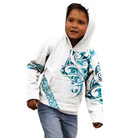 All White Maori Tribal Tattoo Personalised Kid Hoodie Polynesian Style LT9 - Polynesian Pride