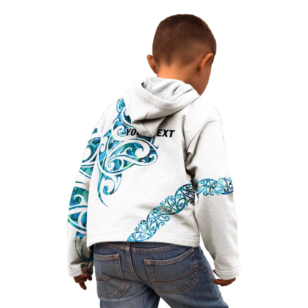All White Maori Tribal Tattoo Personalised Kid Hoodie Polynesian Style LT9 - Polynesian Pride