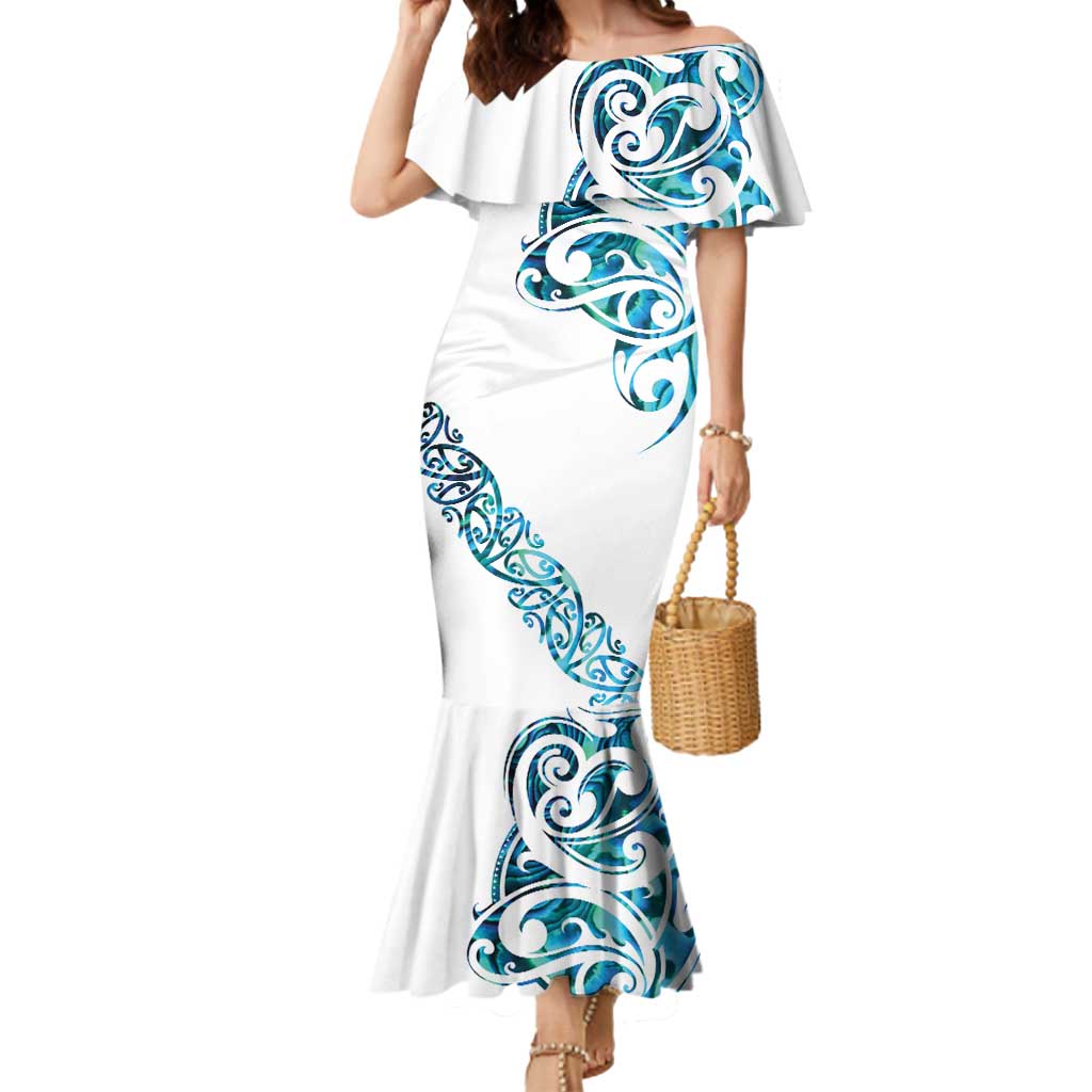 All White Maori Tribal Tattoo Personalised Mermaid Dress Polynesian Style LT9 Women White - Polynesian Pride