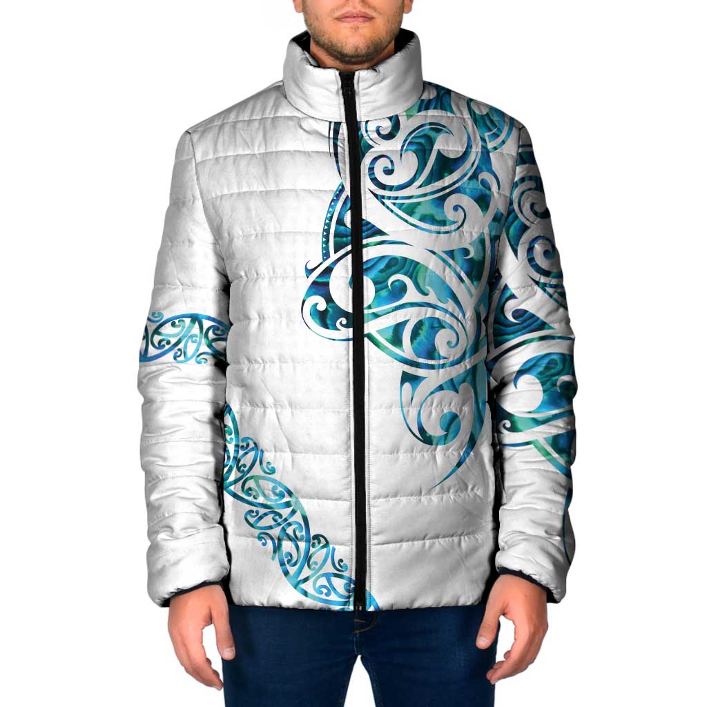All White Maori Tribal Tattoo Personalised Padded Jacket Polynesian Style LT9 Men White - Polynesian Pride