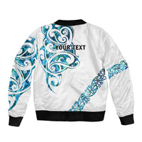 All White Maori Tribal Tattoo Personalised Sleeve Zip Bomber Jacket Polynesian Style LT9 - Polynesian Pride