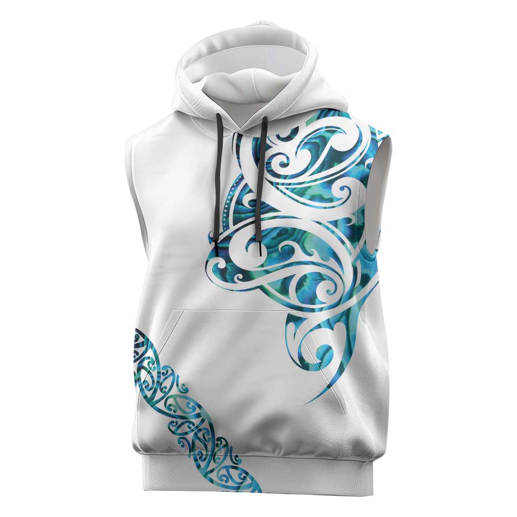 All White Maori Tribal Tattoo Personalised Sleeveless Hoodie Polynesian Style LT9 White - Polynesian Pride