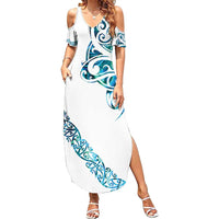 All White Maori Tribal Tattoo Personalised Summer Maxi Dress Polynesian Style LT9 Women White - Polynesian Pride