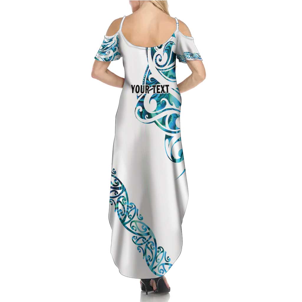 All White Maori Tribal Tattoo Personalised Summer Maxi Dress Polynesian Style LT9 - Polynesian Pride