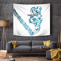 All White Maori Tribal Tattoo Personalised Tapestry Polynesian Style LT9 White - Polynesian Pride
