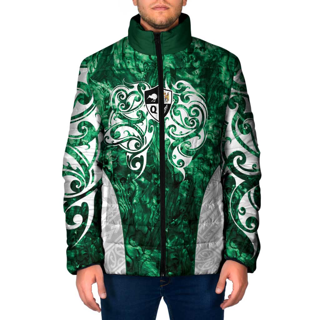 Queensland Maori Kiwi Personalised Padded Jacket Kikirangi Papua Shell Maori Tribal Tattoo LT9 Men Green - Polynesian Pride