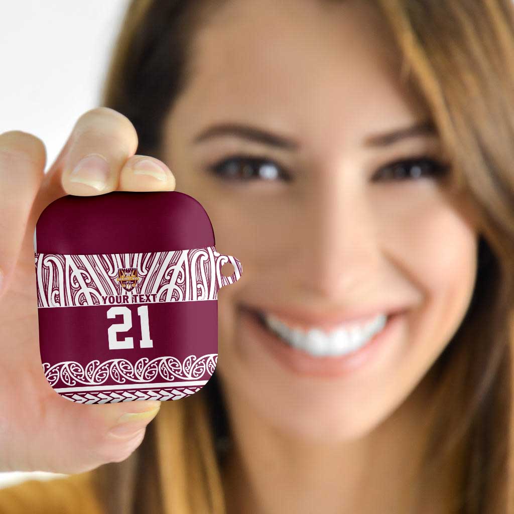 Queensland Maori Nga Hau E Wha Custom AirPods Case Polynesian Maori Tribal Pattern LT9 Maroon - Polynesian Pride