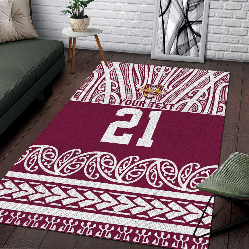 Queensland Maori Nga Hau E Wha Custom Area Rug Polynesian Maori Tribal Pattern LT9 Maroon - Polynesian Pride