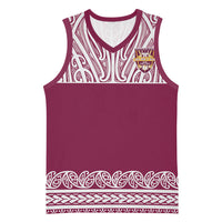 Queensland Maori Nga Hau E Wha Custom Basketball Jersey Polynesian Maori Tribal Pattern LT9 Unisex Maroon - Polynesian Pride
