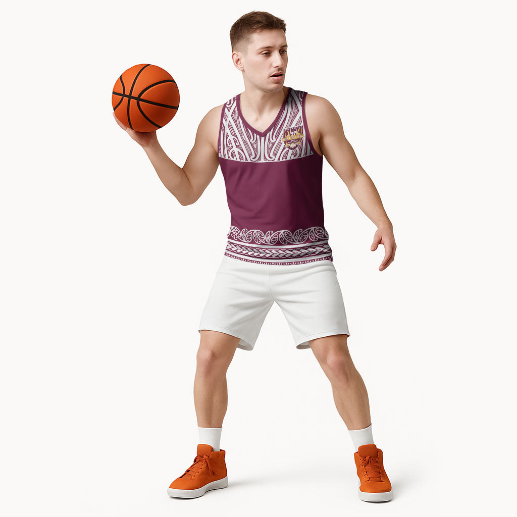 Queensland Maori Nga Hau E Wha Custom Basketball Jersey Polynesian Maori Tribal Pattern LT9 - Polynesian Pride