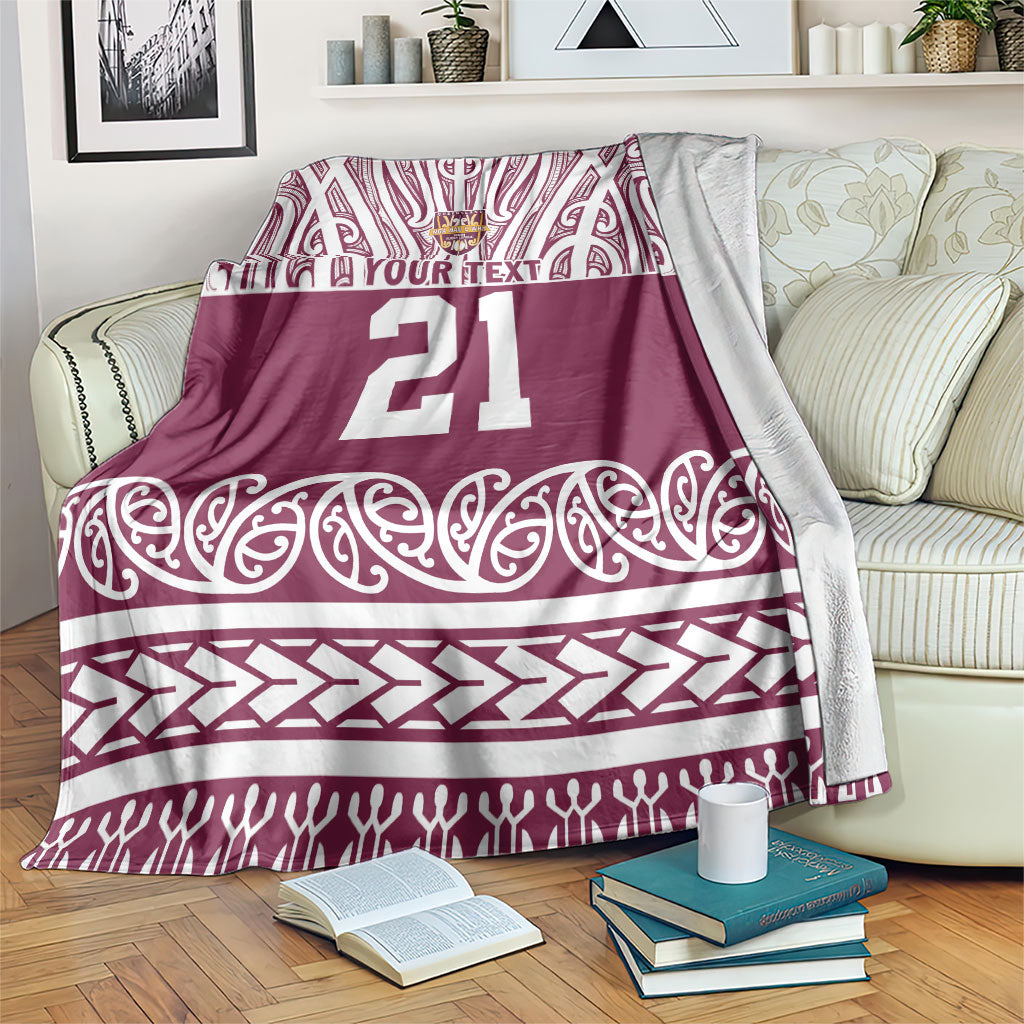 Queensland Maori Nga Hau E Wha Custom Blanket Polynesian Maori Tribal Pattern LT9 Maroon - Polynesian Pride