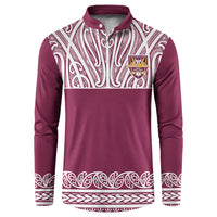 Queensland Maori Nga Hau E Wha Custom Button Sweatshirt Polynesian Maori Tribal Pattern LT9 Maroon - Polynesian Pride