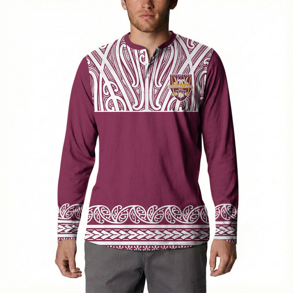 Queensland Maori Nga Hau E Wha Custom Button Sweatshirt Polynesian Maori Tribal Pattern LT9 - Polynesian Pride