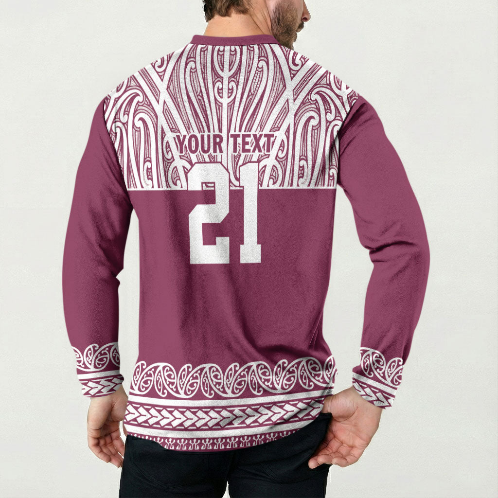 Queensland Maori Nga Hau E Wha Custom Button Sweatshirt Polynesian Maori Tribal Pattern LT9 - Polynesian Pride