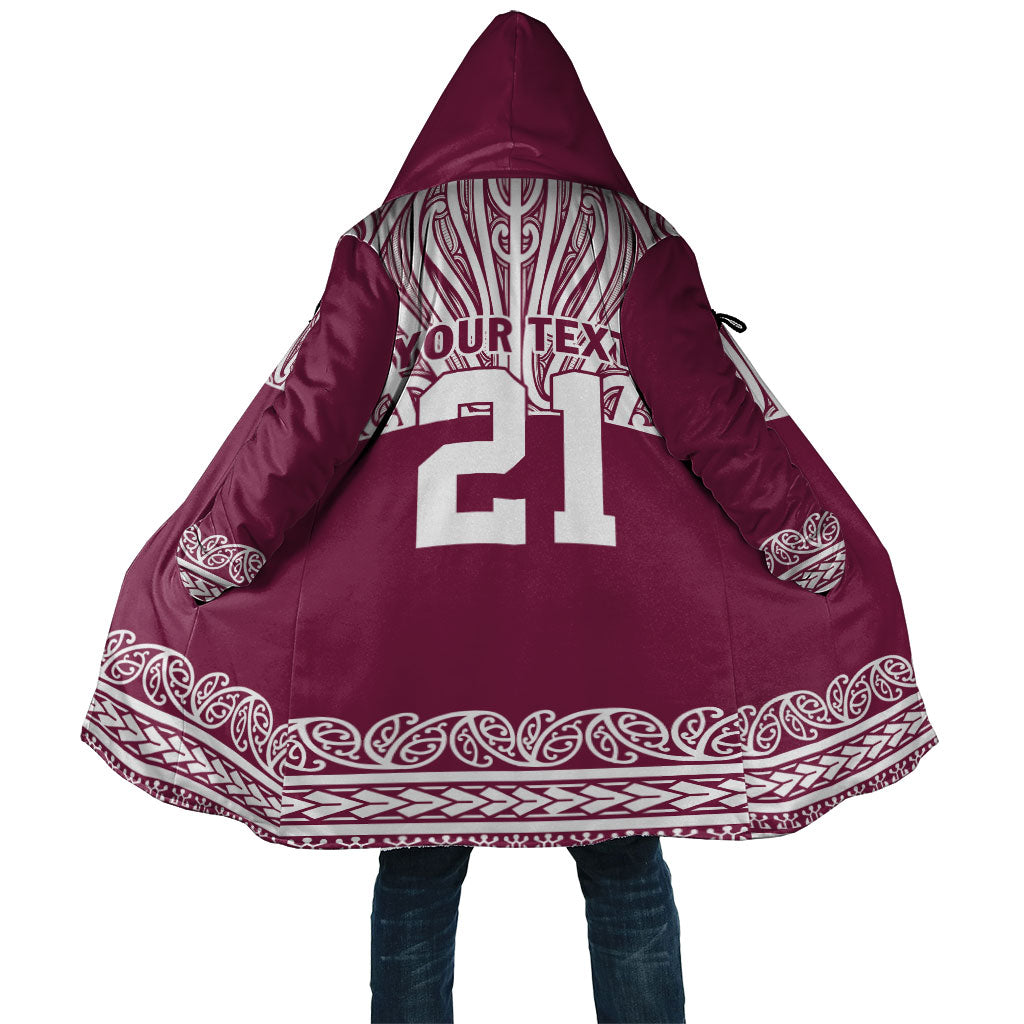 Queensland Maori Nga Hau E Wha Custom Cloak Polynesian Maori Tribal Pattern LT9 Unisex Maroon - Polynesian Pride