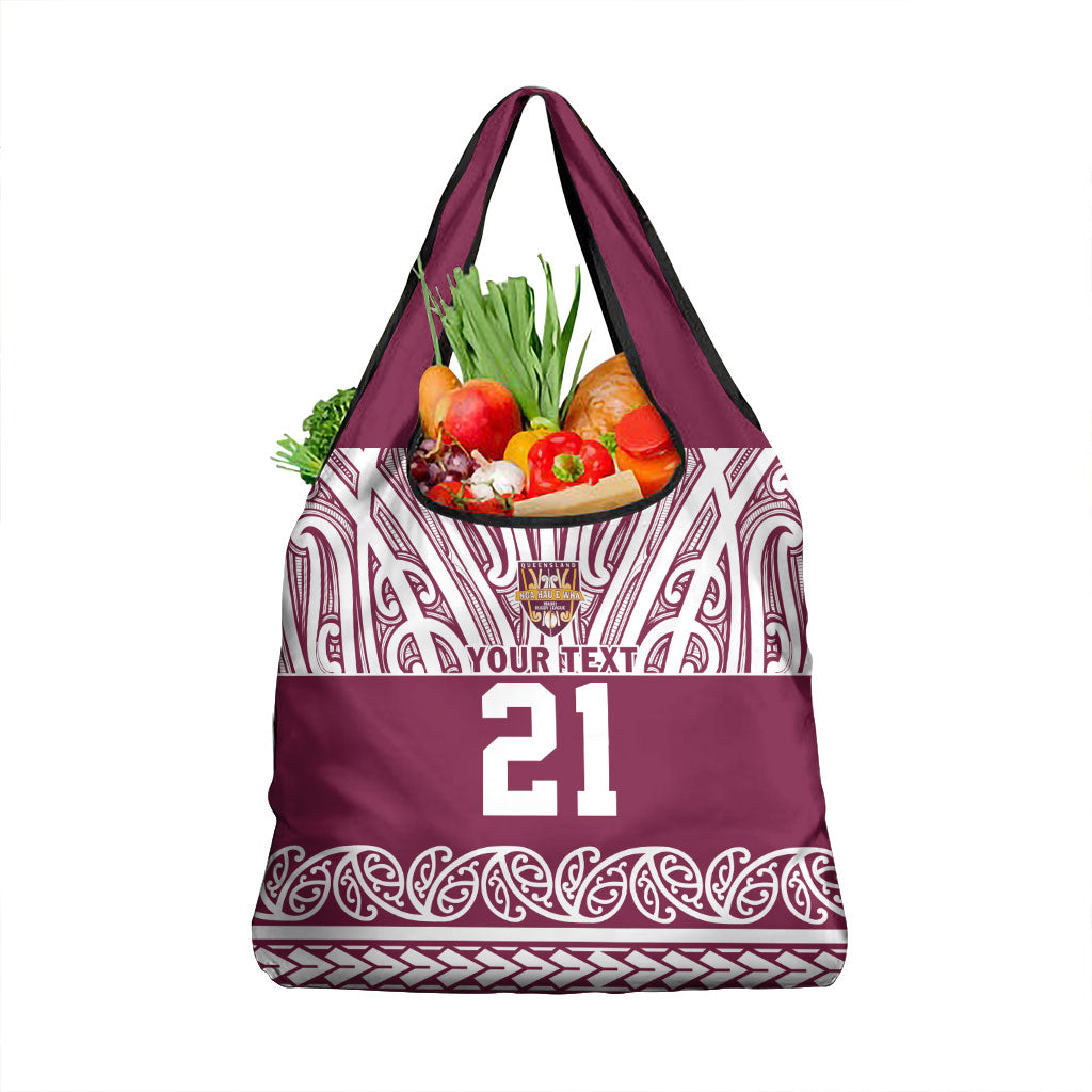Queensland Maori Nga Hau E Wha Custom Grocery Bag Polynesian Maori Tribal Pattern LT9 1-pack One Size Maroon - Polynesian Pride