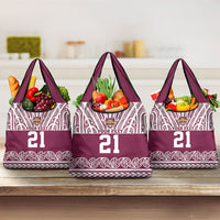 Queensland Maori Nga Hau E Wha Custom Grocery Bag Polynesian Maori Tribal Pattern LT9 3-pack One Size Maroon - Polynesian Pride