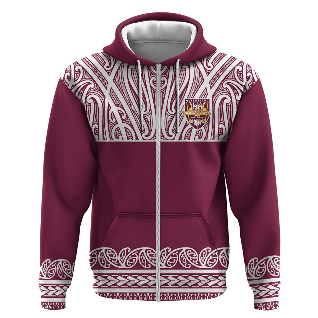 Queensland Maori Nga Hau E Wha Custom Hoodie Polynesian Maori Tribal Pattern LT9 - Polynesian Pride