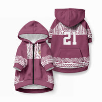 Queensland Maori Nga Hau E Wha Custom Pet Hoodie Polynesian Maori Tribal Pattern LT9 Zip-up Maroon - Polynesian Pride