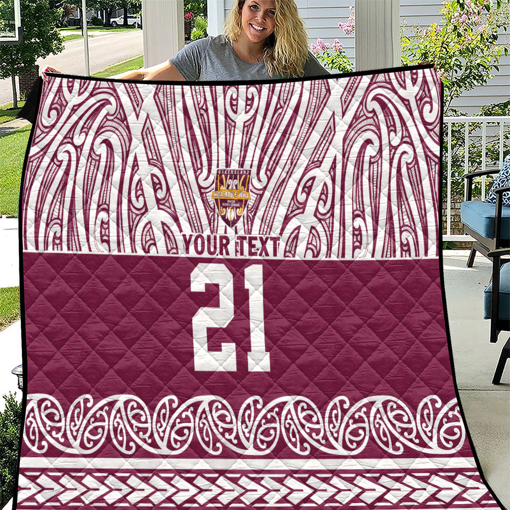 Queensland Maori Nga Hau E Wha Custom Quilt Polynesian Maori Tribal Pattern LT9 Maroon - Polynesian Pride