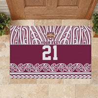 Queensland Maori Nga Hau E Wha Custom Rubber Doormat Polynesian Maori Tribal Pattern LT9 Maroon - Polynesian Pride