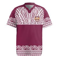 Queensland Maori Nga Hau E Wha Custom Rugby Jersey Polynesian Maori Tribal Pattern LT9 Maroon - Polynesian Pride