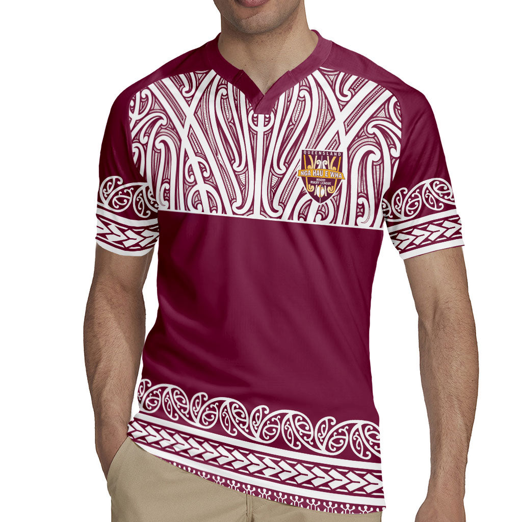 Queensland Maori Nga Hau E Wha Custom Rugby Jersey Polynesian Maori Tribal Pattern LT9 - Polynesian Pride