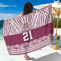 Queensland Maori Nga Hau E Wha Custom Sarong Polynesian Maori Tribal Pattern LT9 One Size 44 x 66 inches Maroon - Polynesian Pride