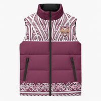 Queensland Maori Nga Hau E Wha Custom Sleeveless Puffer Jacket Polynesian Maori Tribal Pattern LT9 Unisex Maroon - Polynesian Pride