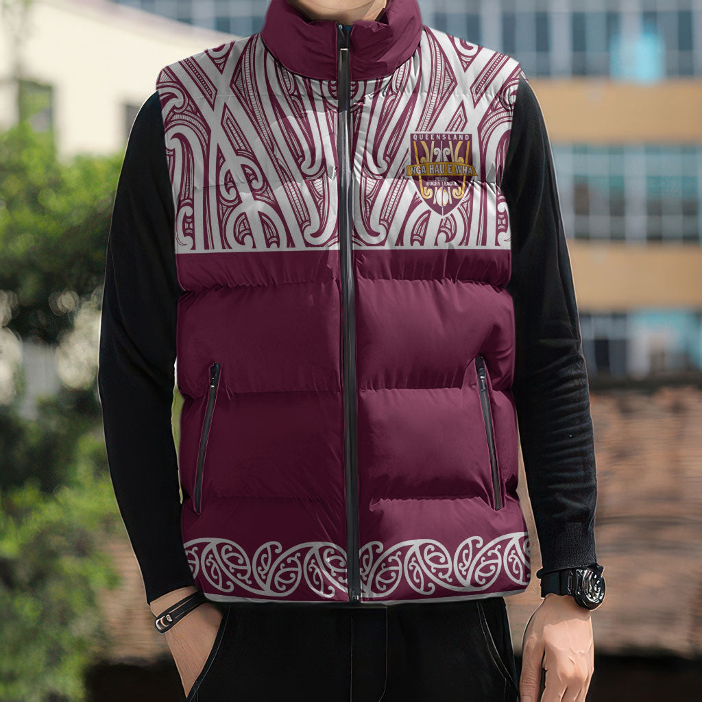 Queensland Maori Nga Hau E Wha Custom Sleeveless Puffer Jacket Polynesian Maori Tribal Pattern LT9 - Polynesian Pride