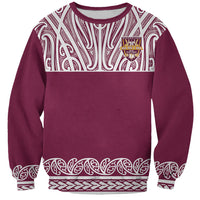 Queensland Maori Nga Hau E Wha Custom Sweatshirt Polynesian Maori Tribal Pattern LT9 Unisex Maroon - Polynesian Pride