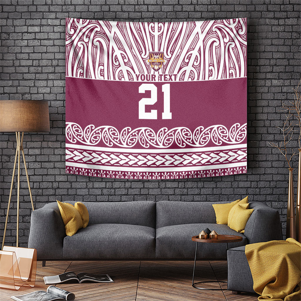 Queensland Maori Nga Hau E Wha Custom Tapestry Polynesian Maori Tribal Pattern LT9 Maroon - Polynesian Pride