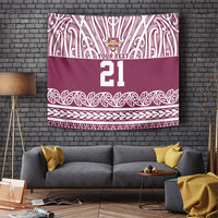 Queensland Maori Nga Hau E Wha Custom Tapestry Polynesian Maori Tribal Pattern LT9 Maroon - Polynesian Pride
