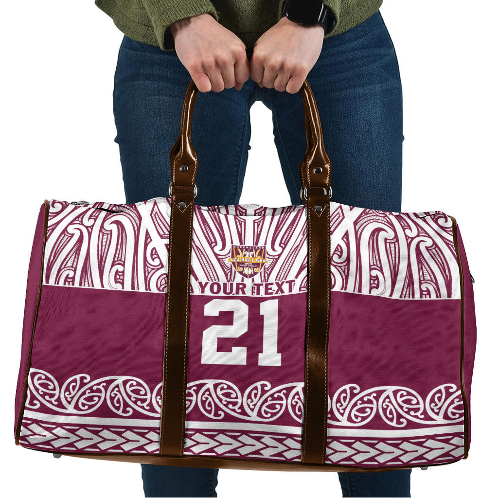 Queensland Maori Nga Hau E Wha Custom Travel Bag Polynesian Maori Tribal Pattern LT9 Maroon - Polynesian Pride