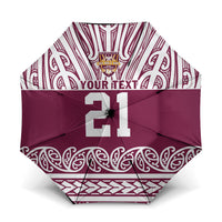 Queensland Maori Nga Hau E Wha Custom Umbrella Polynesian Maori Tribal Pattern LT9 One Size Folded 11.42 inch Opened Diameter 37.4 inch Maroon - Polynesian Pride