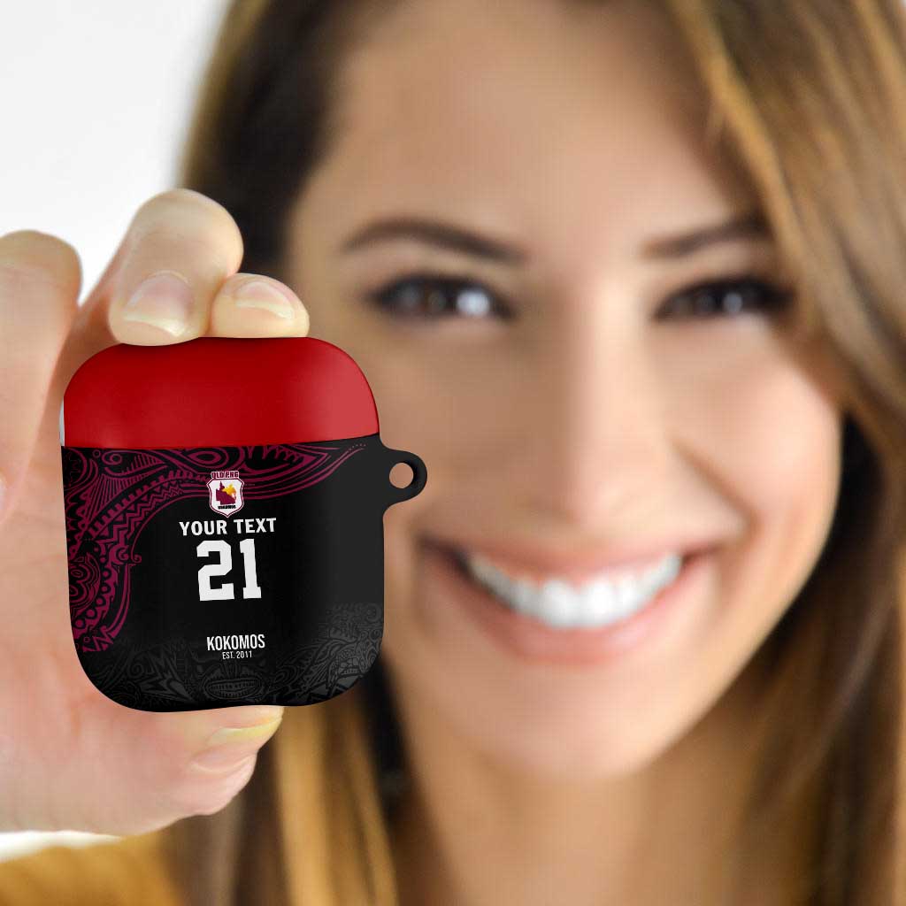 Queensland Papua New Guinea Custom AirPods Case All Black Pacific PNG Tribal Style LT9 Black - Polynesian Pride