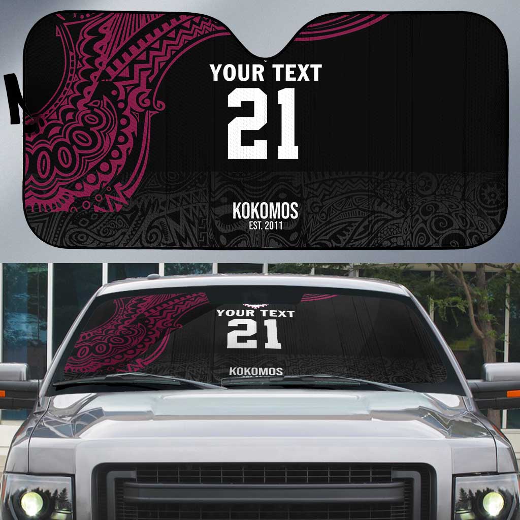 Queensland Papua New Guinea Custom Auto Sun Shade All Black Pacific PNG Tribal Style LT9 Black - Polynesian Pride