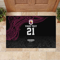 Queensland Papua New Guinea Custom Rubber Doormat All Black Pacific PNG Tribal Style LT9 Black - Polynesian Pride