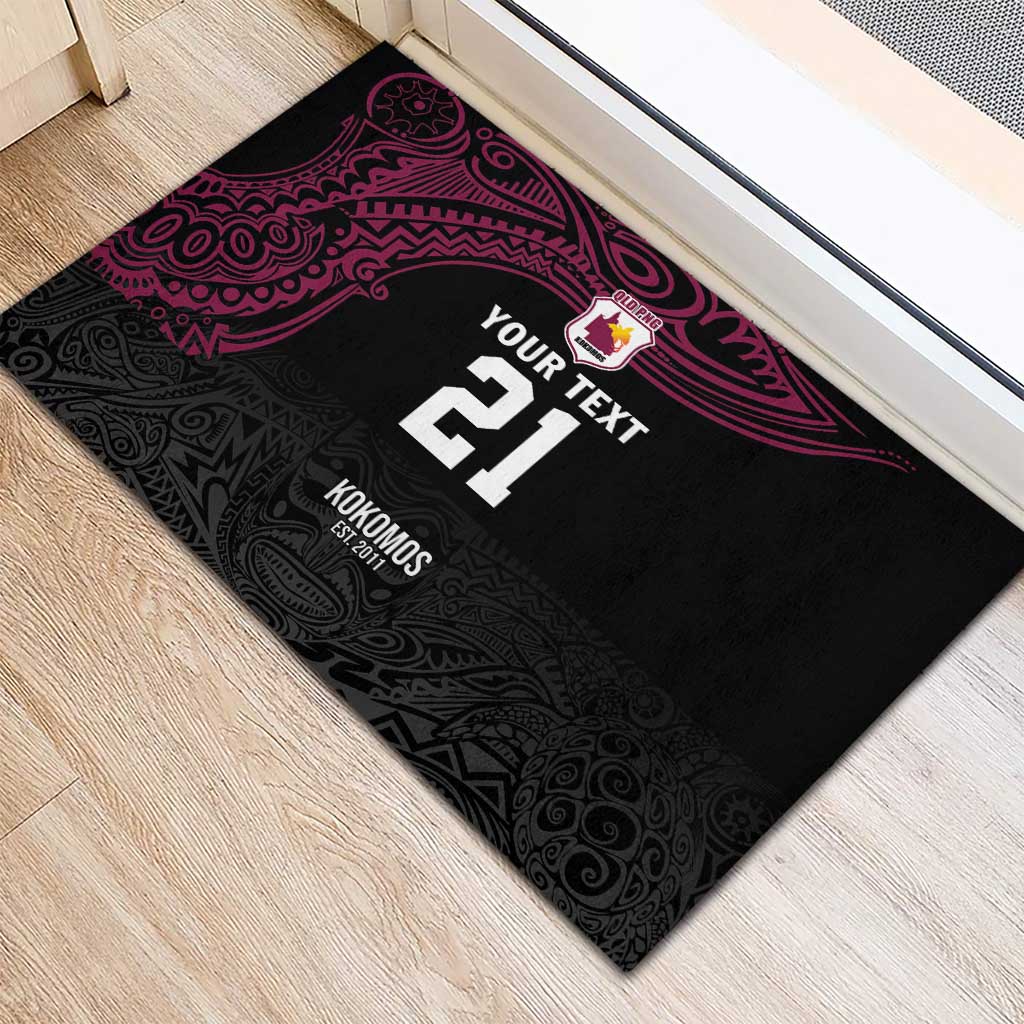 Queensland Papua New Guinea Custom Rubber Doormat All Black Pacific PNG Tribal Style LT9 - Polynesian Pride