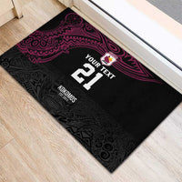 Queensland Papua New Guinea Custom Rubber Doormat All Black Pacific PNG Tribal Style LT9 - Polynesian Pride