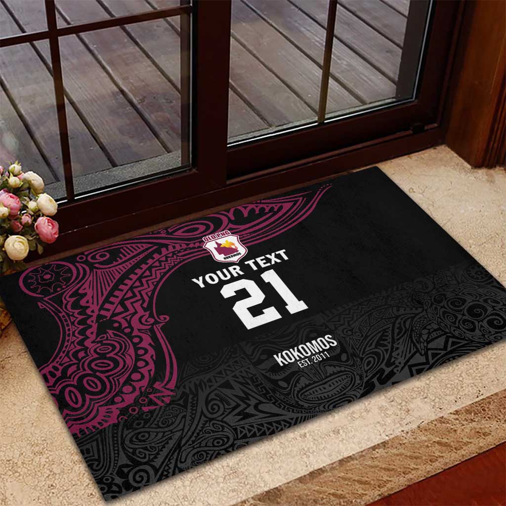 Queensland Papua New Guinea Custom Rubber Doormat All Black Pacific PNG Tribal Style LT9 - Polynesian Pride