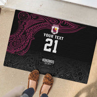 Queensland Papua New Guinea Custom Rubber Doormat All Black Pacific PNG Tribal Style LT9 - Polynesian Pride