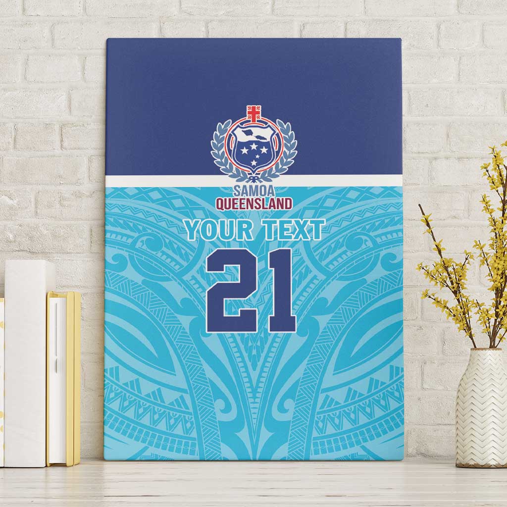 Queensland Samoa Custom Canvas Wall Art Blue Pacific Polynesian Tribal Pattern LT9 Without Frame Blue - Polynesian Pride